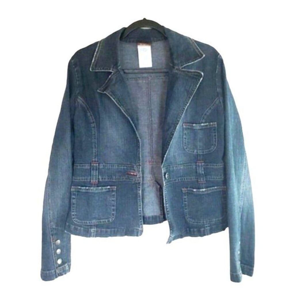 Lee Jeans Womens Jacket Blue L Medium Rinse Denim Jean Blazer Vintage